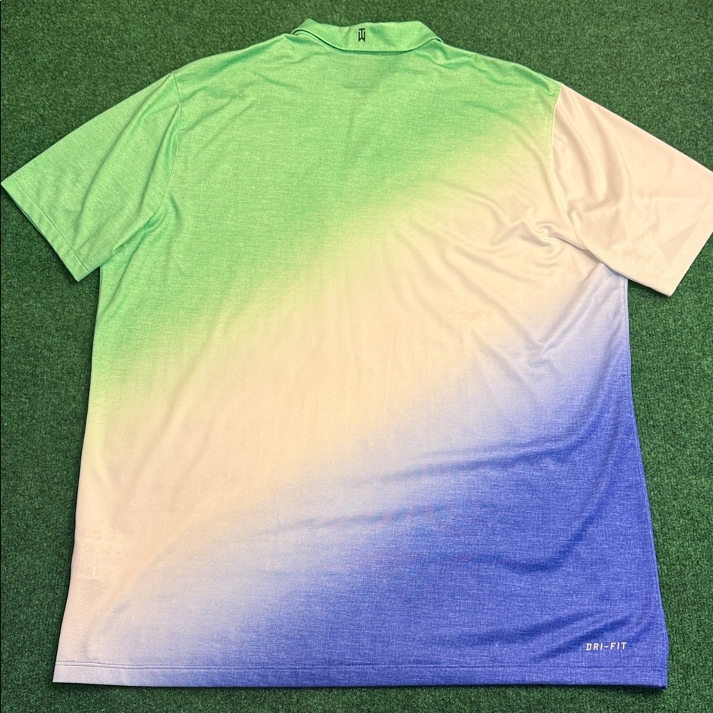 Tiger Woods Collection by Nike Mens Dri-Fit Polo (Lime Green/ Blue/ White) Sz XL - Picture 6 of 8